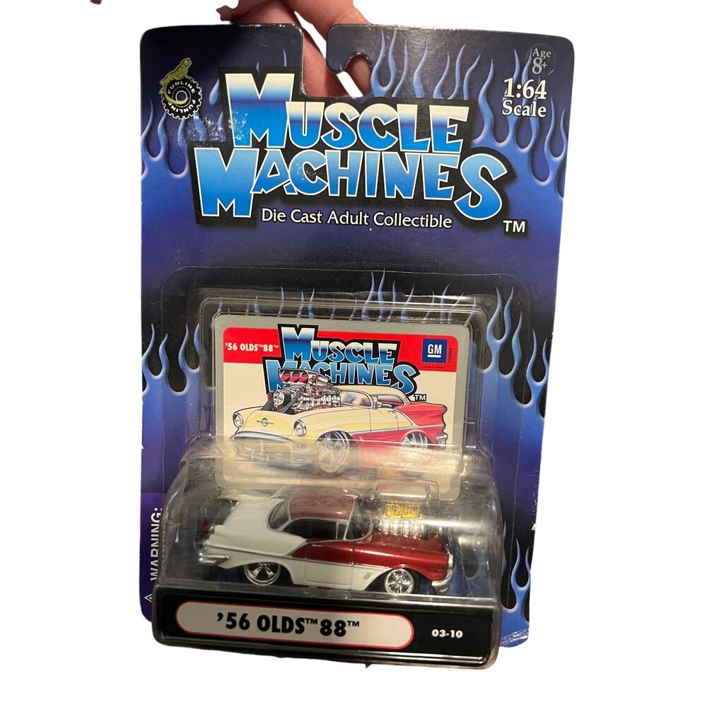 Muscle machines 1956 Olds 88 White Red Diecast car 1:64 New